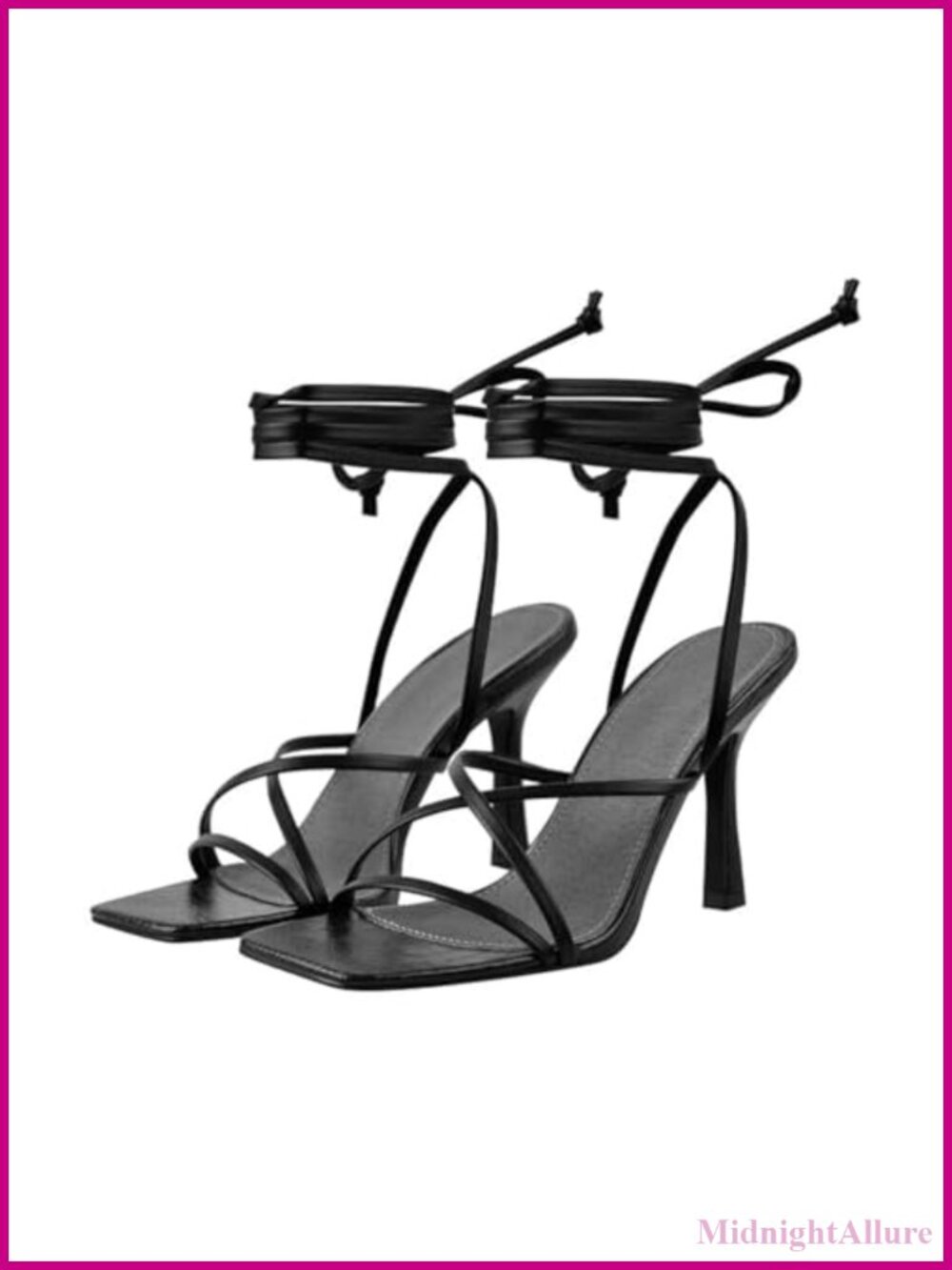 LISHAN Women's Stiletto High Heels Strappy Lace Up Sandals